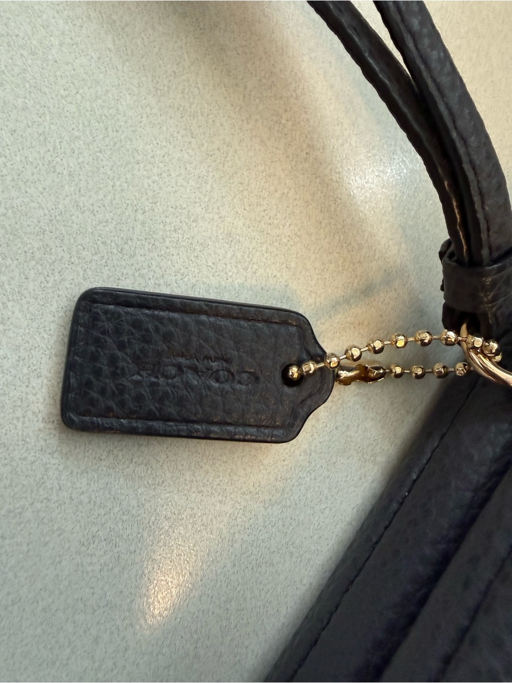 Coach Pebbled Leather Wristlet - Navy blue with Gold Accents - Picture 3 of 7